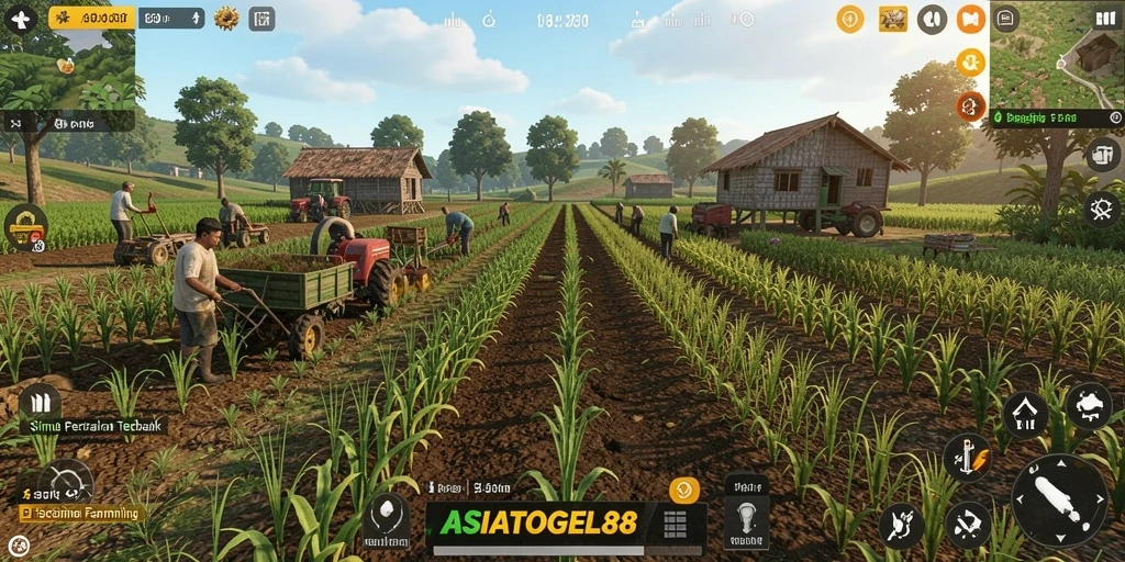 Tampilan gameplay ASIATOGEL88 saat mengelola lahan pertanian.