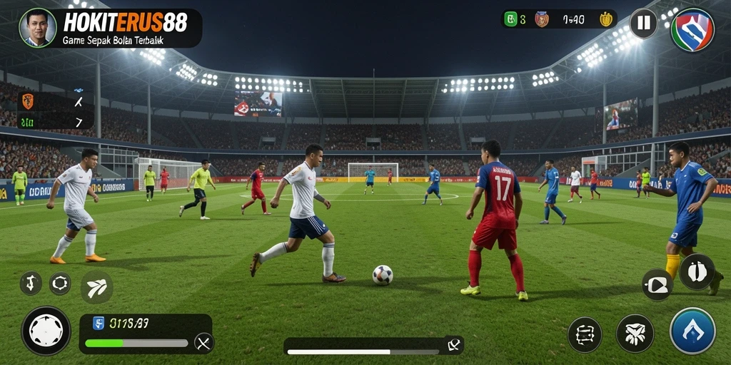 Tampilan gameplay HOKITERUS88 dengan aksi pemain di lapangan.