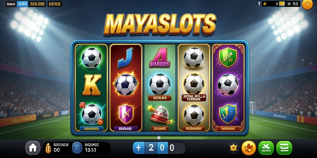 Gameplay seru di MAYASLOTS dengan tema sepak bola.